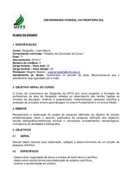 Trabalho de Conclusão de Curso I