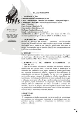 Introdução ao Pensamento Social