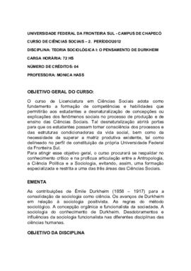 Sociologia I - O Pensamento de Durkheim