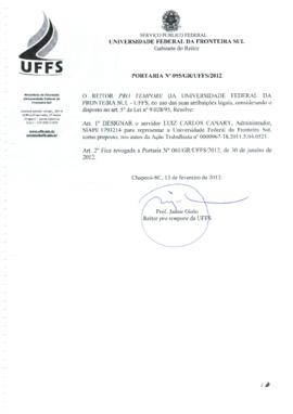 Portaria 095-GR-2012