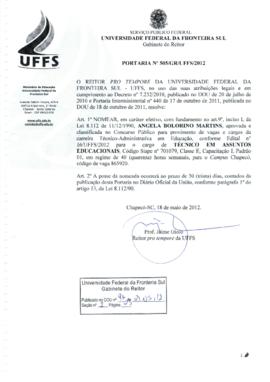Portaria 505-GR-2012