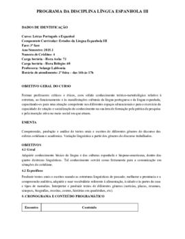 Estudos da Língua Espanhola III