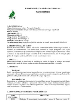 Estágio Curricular Supervisionado em Língua Espanhola I
