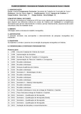Seminário de Trabalho de Conclusão de Curso I