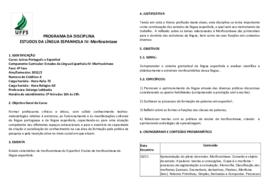 Estudos da Língua Espanhola IV - Morfossintaxe