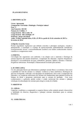Fisiologia e Nutrição Animal