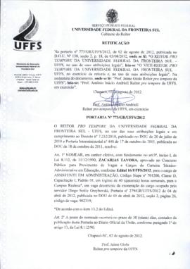 Portaria 773-GR-2012 Retificação