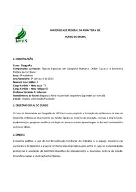 Tópicos Especiais em Geografia Humana