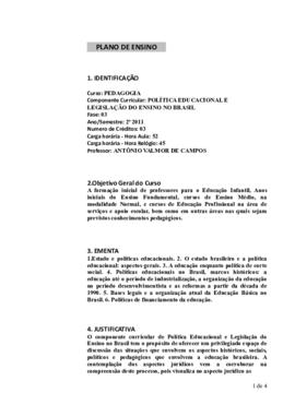 Política Educacional e Legislação do Ensino no Brasil