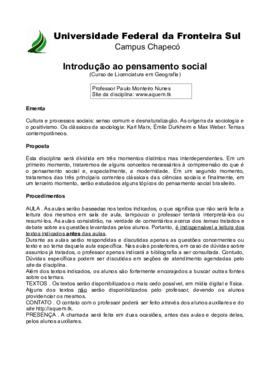 Introdução ao Pensamento Social