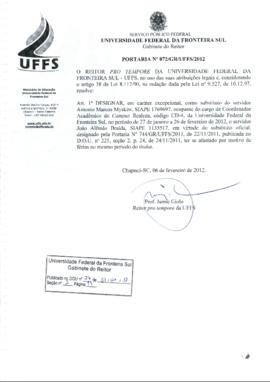 Portaria 072-GR-2012