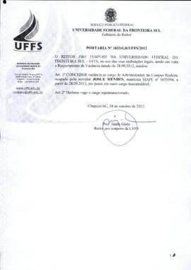 Portaria 1033-GR-2012