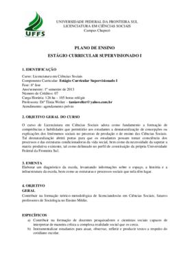 Estágio Curricular Supervisionado I