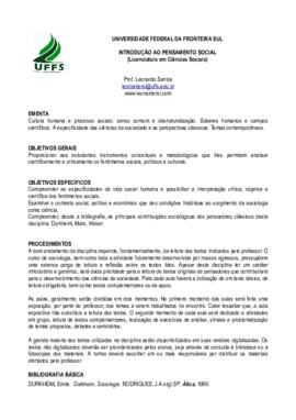 Introdução ao Pensamento Social