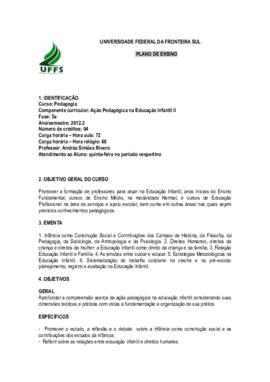 Ação Pedagógica na Educação Infantil II