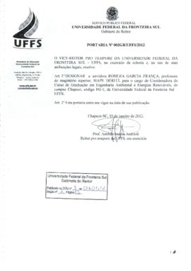 Portaria 002-GR-2012