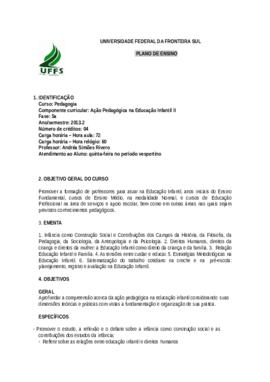 Ação Pedagógica na Educação Infantil II