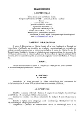 Antropologia Social e Cultural