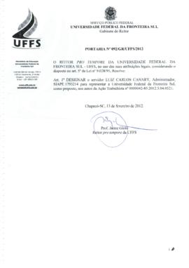 Portaria 092-GR-2012