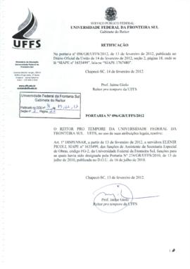 Portaria 096-GR-2012 Retificação