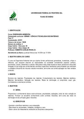 Ciência e Tecnologia dos Materiais