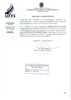 Portaria 540-GR-2012