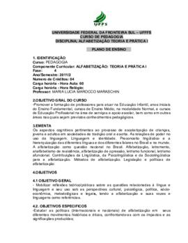 Alfabetização - Teoria e Prática I