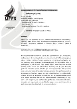 Ética e Filosofia Política Antiga