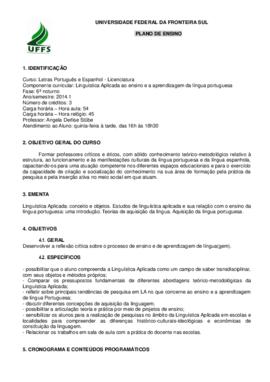 Linguística Aplicada ao Ensino e Aprendizagem da Língua Portuguesa