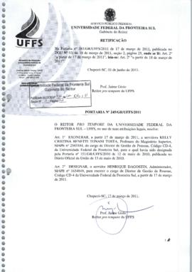 Portaria 245-GR-2011 Retificação