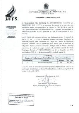 Portaria 008-GR-2012
