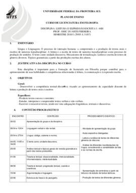 Leitura e Expressão Escrita I
