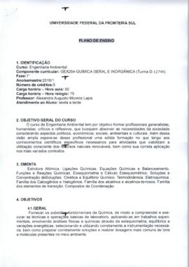 Química Geral e Inorgânica - Turma D