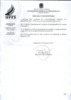 Portaria 607-GR-2013