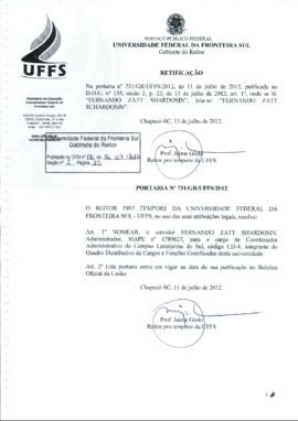 Portaria 731-GR-2012 Retificação