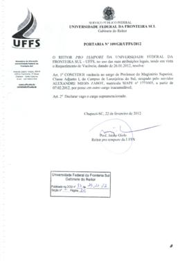 Portaria 109-GR-2012
