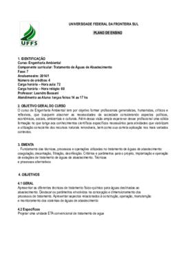 Tratamento de Águas de Abastecimento