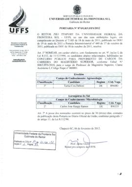 Portaria 074-GR-2012