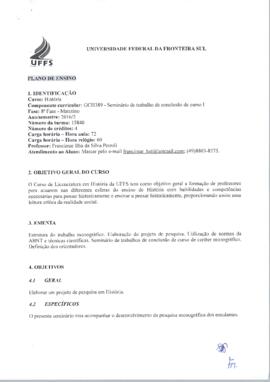 Seminário de Trabalho de Conclusão de Curso I