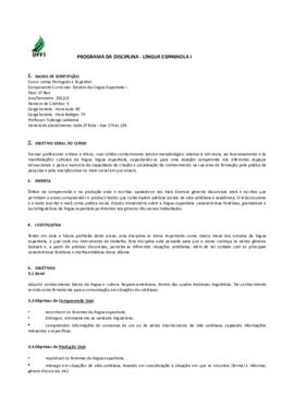 Estudos da Língua Espanhola I