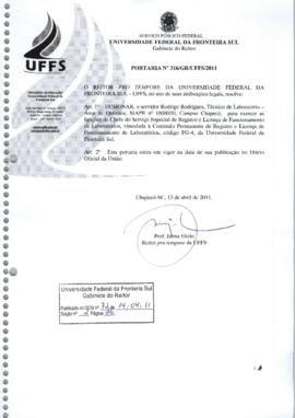 Portaria 316-GR-2011