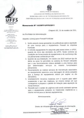 Memorando solicitando licença para Firewall FortiGate