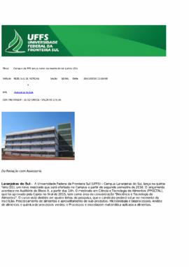 Campus da UFFS lança curso de mestrado na quinta