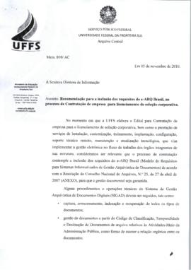 Memorando recomendação para inclusão de requisitos e-ARQ Brasil