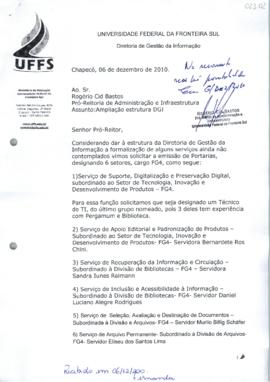 Memorando ampliação de funções gratificadas para a DGI