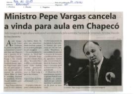 Ministro do Desenvolvimento Agrário cancela vinda para aula inagural em Chapecó