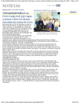 Universidade Federal em Cerro Largo terá 330 vagas e 5 cursos