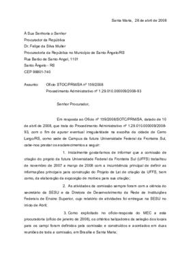 Correspondência do Movimento Pró-Universidade – 280408