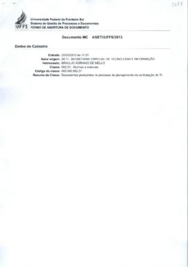 Memorando solicitando documentos produzidos no processo de planejamento da contratação