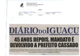 45 anos depois, mandato é devolvido a prefeito cassado